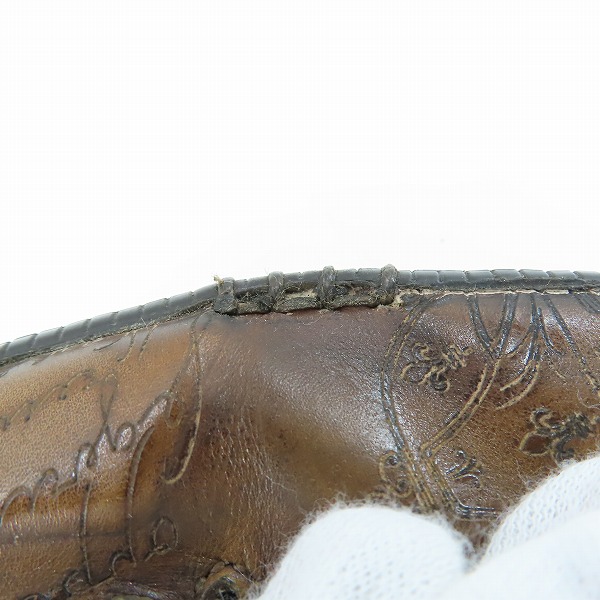 実際に弊社で買取させて頂いたBERLUTI/ベルルッティ カリグラフィプリント レザーローカットスニーカー ブラウン系 0175/8.5の画像 6枚目