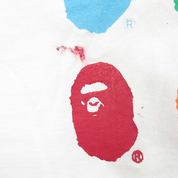 実際に弊社で買取させて頂いたA BATHING APE/ア ベイシングエイプ マルチカラー/サル顔プリント 半袖Tシャツ XLの画像 6枚目