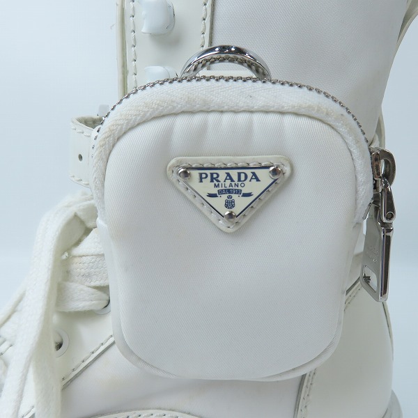 実際に弊社で買取させて頂いたPRADA/プラダ モノリス ポーチ付きレザーコンバットブーツ 2UE007/9の画像 6枚目