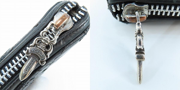 実際に弊社で買取させて頂いたCHROME HEARTS/クロムハーツ REC-F ZIP/ジップ キルテッドセメタリークロスパッチ ウォレット/長財布の画像 7枚目