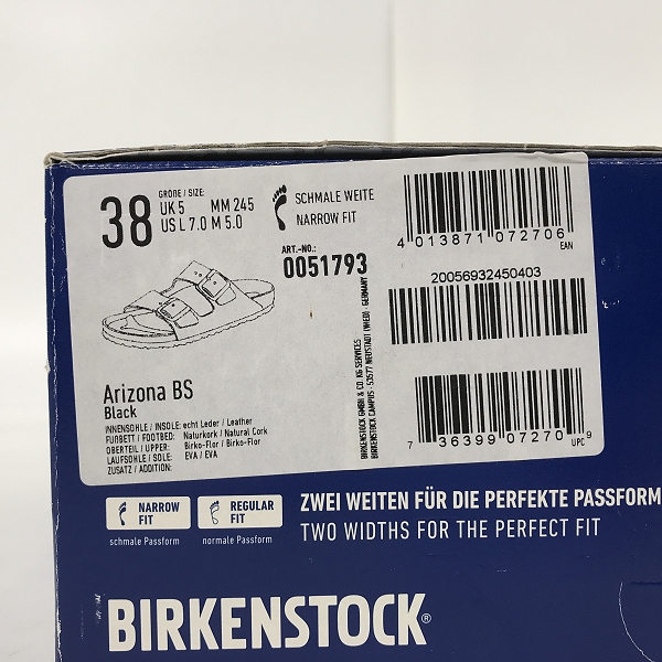 実際に弊社で買取させて頂いたBIRKENSTOCK/ビルケンシュトック Arizona BS アリゾナ BS ストラップサンダル 0051793 38の画像 9枚目