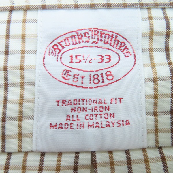 実際に弊社で買取させて頂いたBrooks brothers/ブルックスブラザーズ チェック柄 長袖シャツ/15.5の画像 2枚目