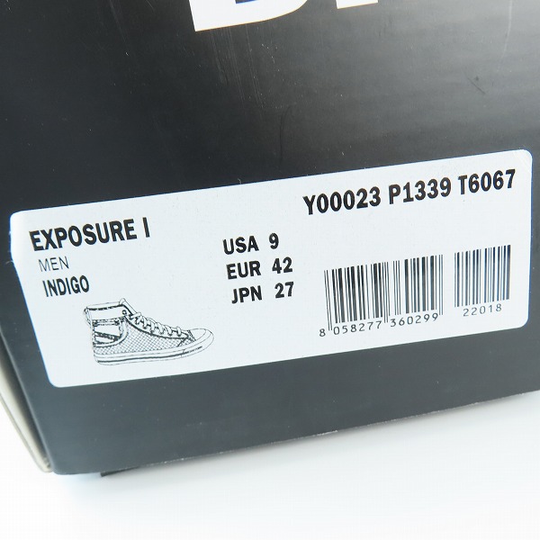 実際に弊社で買取させて頂いた【未使用】DIESEL/ディーゼル EXPOSURE 1 エクスポージャー ハイカットスニーカー/27の画像 7枚目