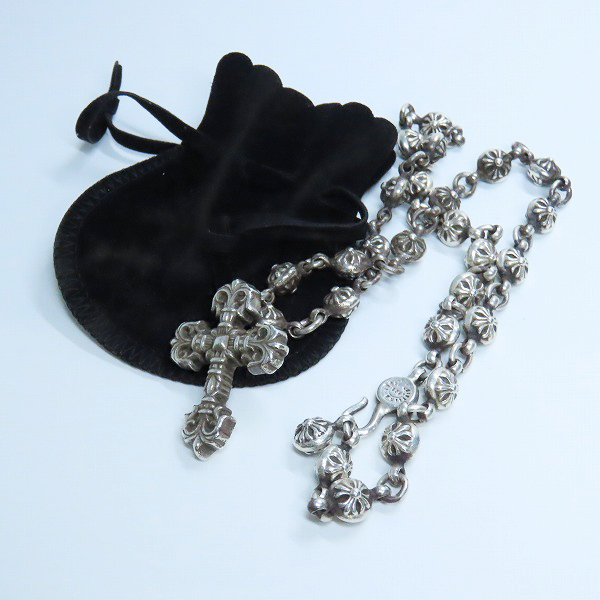 実際に弊社で買取させて頂いたCHROME HEARTS/クロムハーツ フィリグリークロス ペンダント XS/クロスボールチェーン #1 ネックレスの画像 8枚目