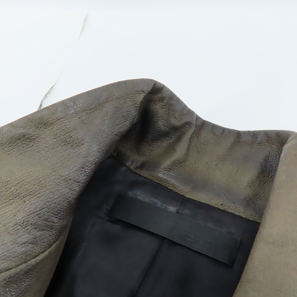 実際に弊社で買取させて頂いたEKAM/エカム 豚革/ピッグレザー レザーライダースジャケット Sの画像 4枚目