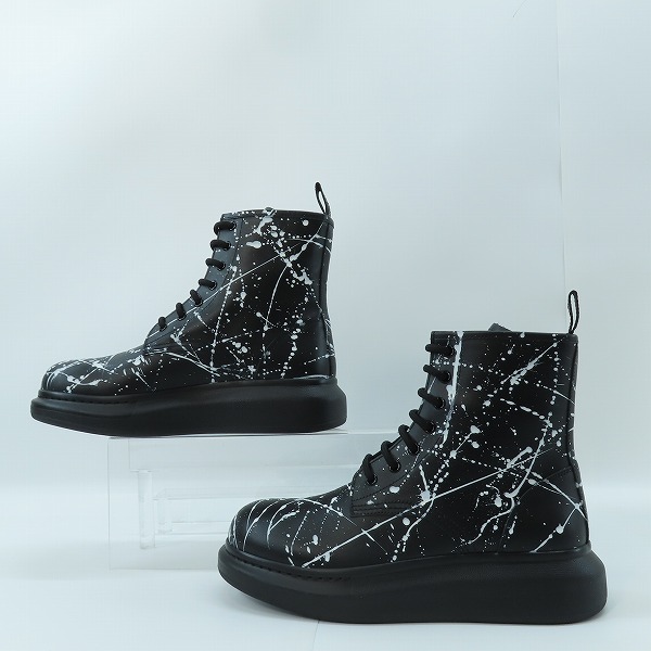 実際に弊社で買取させて頂いたAlexander McQueen/アレキサンダーマックイーン ペイントスプラッターレースアップブーツ 645902/40Eの画像 3枚目