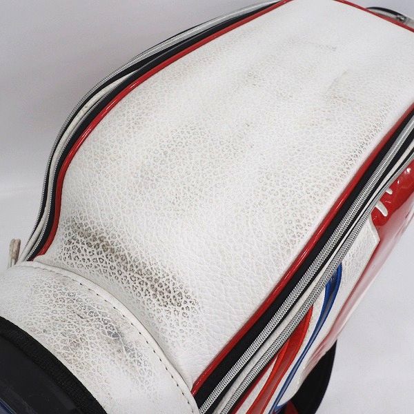 実際に弊社で買取させて頂いた【フード無し】HONMA/ホンマ/本間 CB-1810 ゴルフ モグラアクセント 5分割 キャディバッグ トリコロールの画像 7枚目