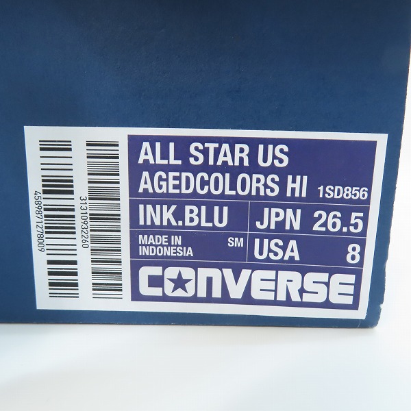 実際に弊社で買取させて頂いた【未使用】CONVERSE/コンバース CONVERSE ALL STAR US AGEDCOLORS /US エイジドカラーズ ハイ インクブルー 1SD856/26.5の画像 8枚目