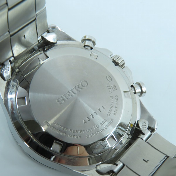 実際に弊社で買取させて頂いたSEIKO/セイコー スピリット クロノグラフ クオーツ腕時計 8T67-00C0 ブルー文字盤 シルバーの画像 4枚目