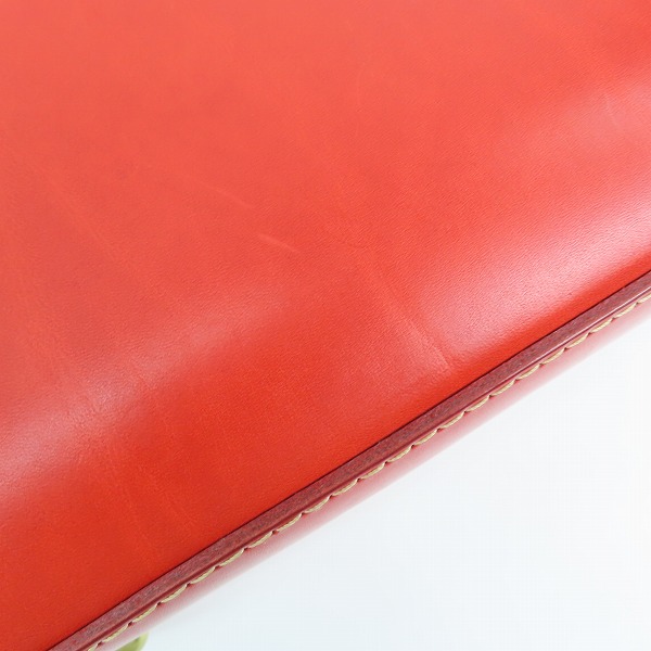 実際に弊社で買取させて頂いたHERZ/ヘルツ ラウンドファスナー 2way レザー ハンドバッグ/ショルダーバッグ レッド×ブラックの画像 5枚目