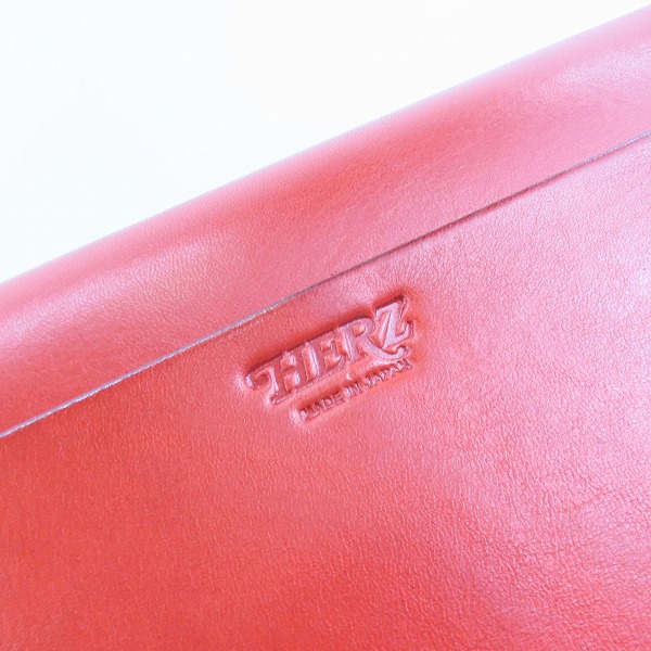 実際に弊社で買取させて頂いたHERZ/ヘルツ 50th レザー セカンドバッグ/クラッチバッグ レッドの画像 4枚目
