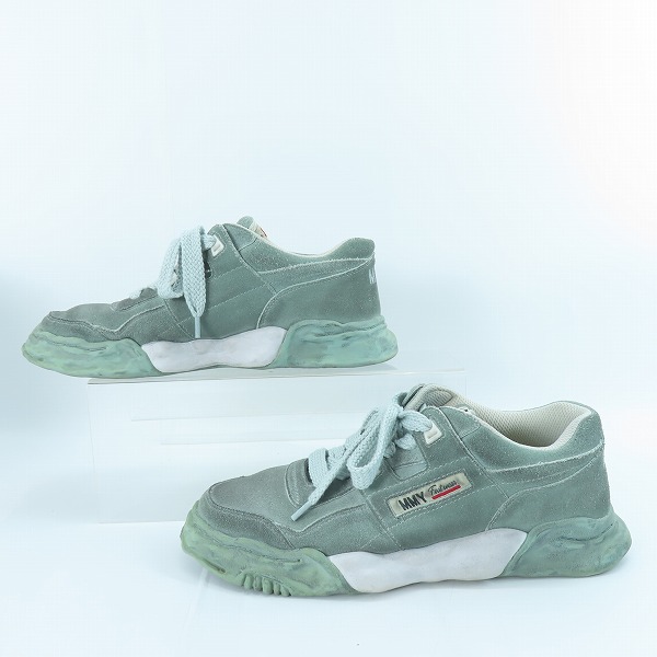 実際に弊社で買取させて頂いたMaison MIHARA YASUHIRO/ミハラヤスヒロ PARKER brushed suede/ダメージ加工 OG ソール スニーカー ライトブルー A09FW709/43の画像 3枚目