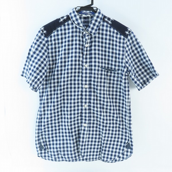 実際に弊社で買取させて頂いたJUNYA WATANABE MAN/ジュンヤワタナベマン AD2014 ヨーク切替 チェック柄半袖シャツ WO-B037/M