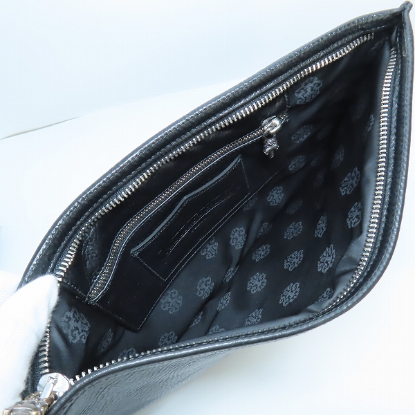 実際に弊社で買取させて頂いた【レシート付き】CHROME HEARTS/クロムハーツ FLAT MED PLANE ダガージップ レザー クラッチバッグの画像 3枚目
