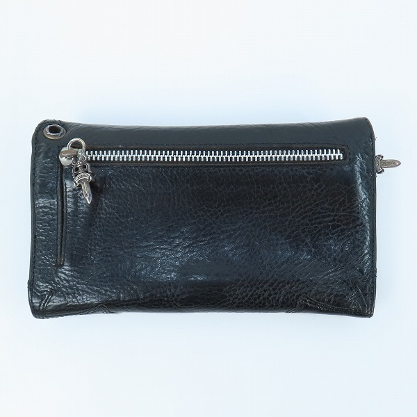 実際に弊社で買取させて頂いた【カスタム】CHROME HEARTS/クロムハーツ WAVE/ウェーブウォレット 長財布/クロスボタン 3クロスパッチの画像 1枚目