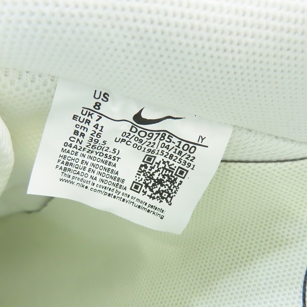 実際に弊社で買取させて頂いた【未使用】NIKE/ナイキ AIR FORCE 1 '07 PRM VNTG/エアフォース1 プレミアム ビンテージ セイル DO9785-100/26の画像 5枚目