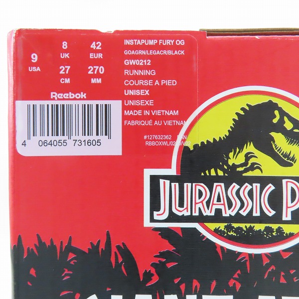 実際に弊社で買取させて頂いたReebok×JURASSIC PARK/リーボック×ジュラシックパーク GIANT ATTACK SIZE FURY/ポンプフューリー GW0212/27の画像 9枚目