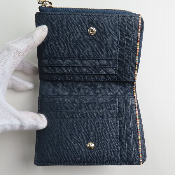 実際に弊社で買取させて頂いたPaul Smith/ポールスミス 二つ折り コンパクト財布/ウォレット ネイビー PSC784の画像 4枚目