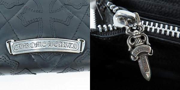 実際に弊社で買取させて頂いたCHROME HEARTS/クロムハーツ REC-F ZIP/ジップ キルテッドセメタリークロスパッチ ウォレット/長財布の画像 6枚目