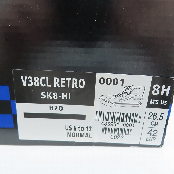 実際に弊社で買取させて頂いた【未使用】VANS/バンズ V38CL RETORP SK8-HI/スケートハイ ハイカットスニーカー 485951-0001/26.5の画像 8枚目