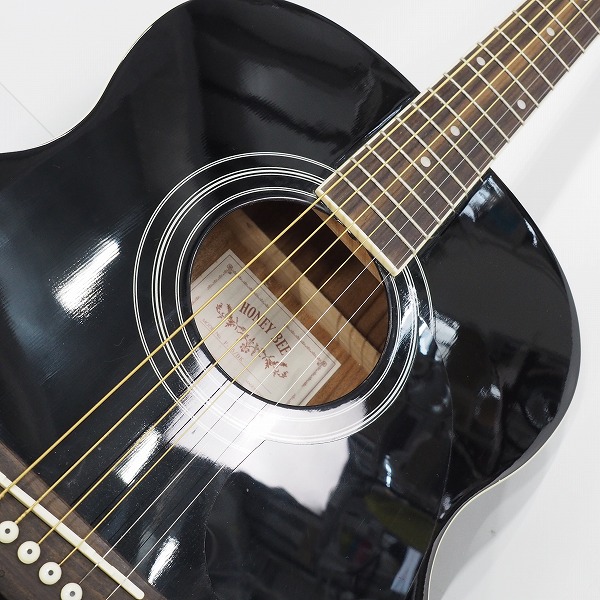 実際に弊社で買取させて頂いた★HONEY BEE/ハニービー F-15/BK アコースティックギター/アコギ ソフトケース付 の画像 5枚目