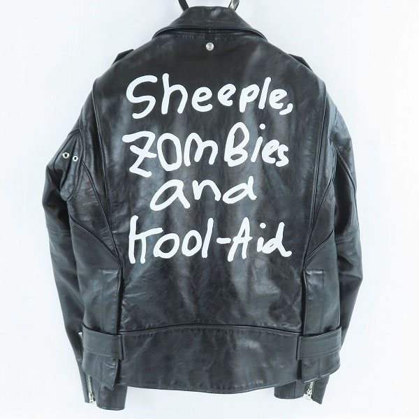 実際に弊社で買取させて頂いたsacai×Madsaki×Schott/サカイ×ショット 22AW マサキプリントレザーライダースブルゾン 22-02878M/2の画像 1枚目