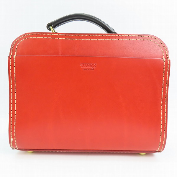 実際に弊社で買取させて頂いたHERZ/ヘルツ ラウンドファスナー 2way レザー ハンドバッグ/ショルダーバッグ レッド×ブラック