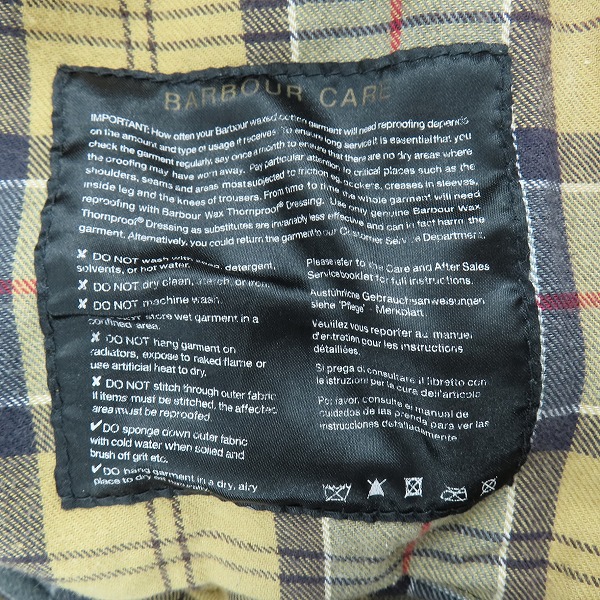 実際に弊社で買取させて頂いたBarbour/バブアー INTERNATIONAL インターナショナル オイルドジャケット 1402131 の画像 6枚目