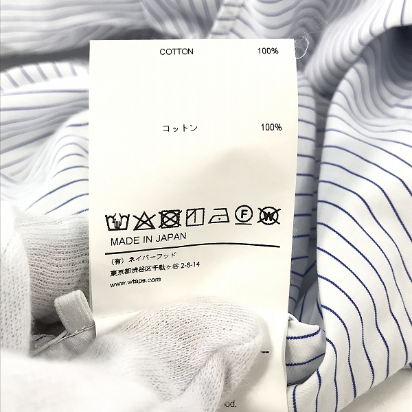 実際に弊社で買取させて頂いたWTAPS × THOMAS MASON/ダブルタップス × トーマス メイソン 20SS ストライプ柄シャツ 201TQDT-SHM03/1の画像 4枚目