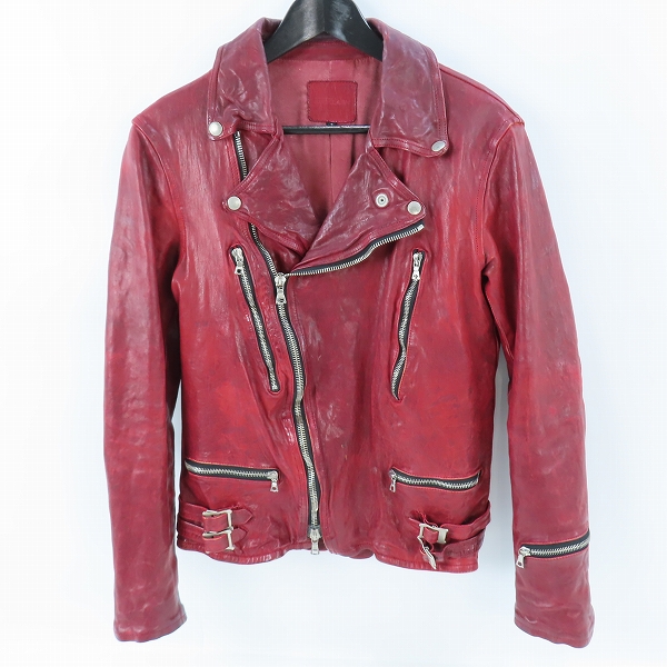 実際に弊社で買取させて頂いたBACKLASH/バックラッシュ ジャパンホースレザー製品染めダブルライダース 1606-03/3