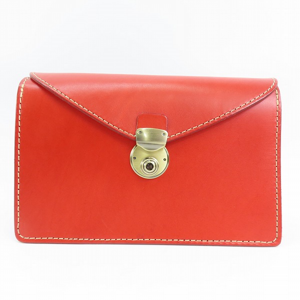 実際に弊社で買取させて頂いたHERZ/ヘルツ 50th レザー セカンドバッグ/クラッチバッグ レッド