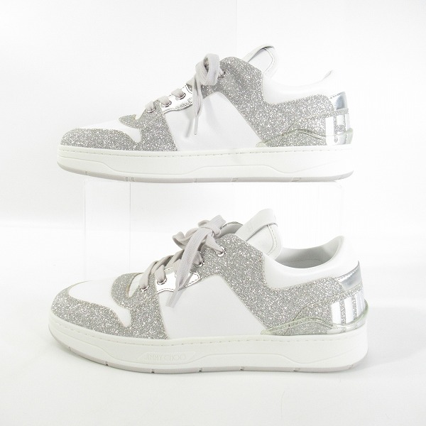 実際に弊社で買取させて頂いたJIMMY CHOO/ジミーチュウ FLORENT/M QYA X SILVER/WHITE スニーカー/41の画像 3枚目