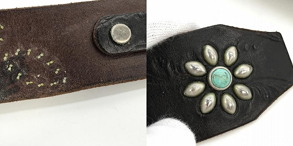 実際に弊社で買取させて頂いたHollywood Trading Company /HTC/エイチティーシー スタッズ/ターコイズ レザー ベルトの画像 8枚目