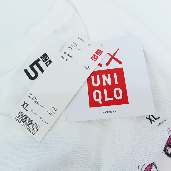 実際に弊社で買取させて頂いた【未使用】UNIQLO×KAWS/ユニクロ×カウズ キャラデザイン Tシャツ /XLの画像 7枚目