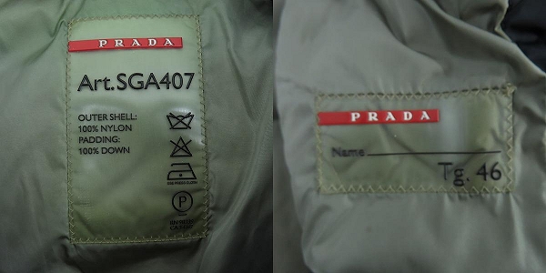 実際に弊社で買取させて頂いた【JPタグ】PRADA/プラダ ナイロンダウンジャケット SGA407/46　の画像 2枚目