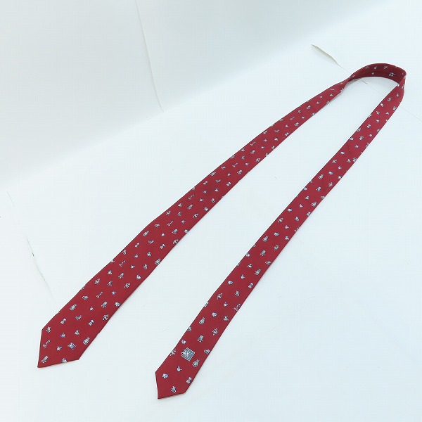 実際に弊社で買取させて頂いたLOUIS VUITTON/ルイヴィトン アニマル柄 ネクタイ/レッド系の画像 8枚目