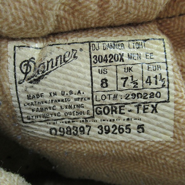 実際に弊社で買取させて頂いたDANNER/ダナー GORE-TEX DJ DANNER LIGHT/ダナーライト トレッキングブーツ 30420X/US8の画像 5枚目