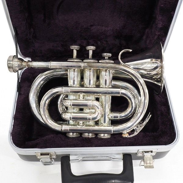 実際に弊社で買取させて頂いた【難有り】Minerva/ミネルバ MPT100S ポケットトランペット シルバー マウスピース/ハードケース付