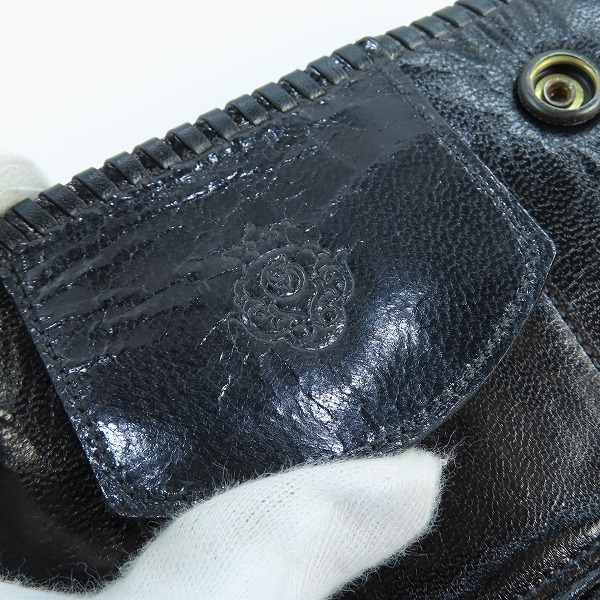 実際に弊社で買取させて頂いた【ギャラ付】Gabor/ガボール G＆クラウン スティングレイ クロスインレイ レザーウォレット クラウンＧボタンン Tバー付の画像 4枚目