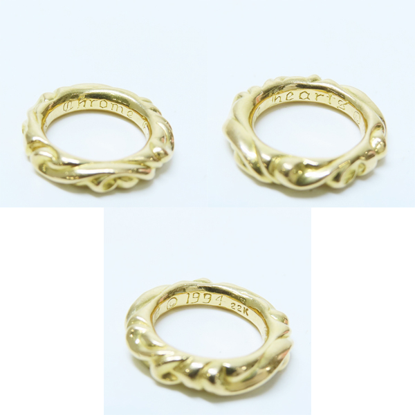 実際に弊社で買取させて頂いた【インボイス原本】CHROME HEARTS/クロムハーツ 22K scroll band ring/スクロールバンド 9号 の画像 6枚目