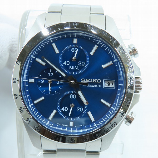 実際に弊社で買取させて頂いたSEIKO/セイコー スピリット クロノグラフ クオーツ腕時計 8T67-00C0 ブルー文字盤 シルバー