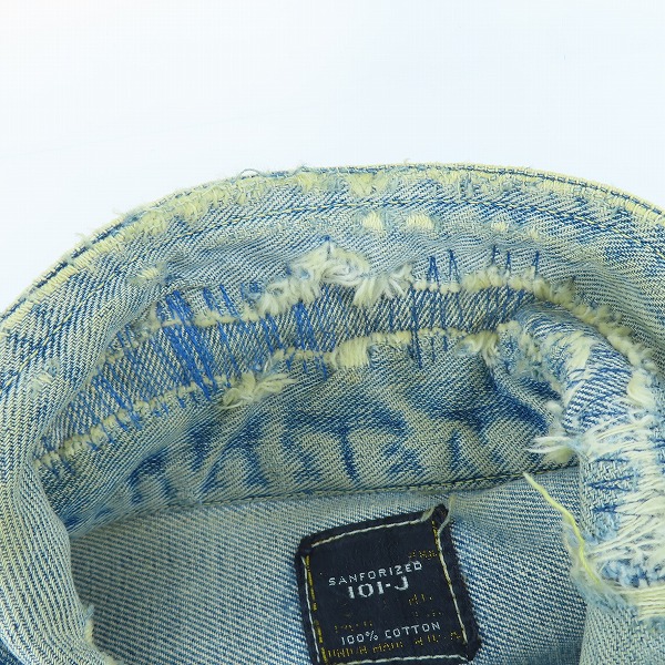 実際に弊社で買取させて頂いたLee/リー ヴィンテージ 101-J 70s初期 四角黒タグ デニムジャケットの画像 4枚目