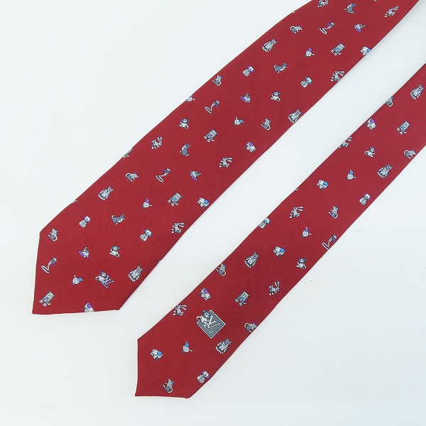 実際に弊社で買取させて頂いたLOUIS VUITTON/ルイヴィトン アニマル柄 ネクタイ/レッド系の画像 1枚目