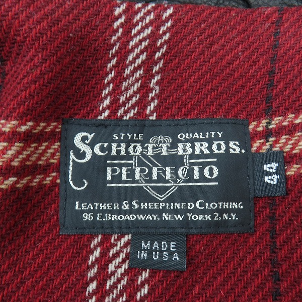 実際に弊社で買取させて頂いたSchott/ショット ダブル ライダース ジャケット 528US Dポケット/44の画像 3枚目