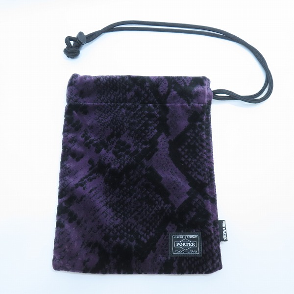 実際に弊社で買取させて頂いたWACKO MARIA×PORTER/ワコマリア×ポーター パイソン柄 巾着バッグの画像 2枚目