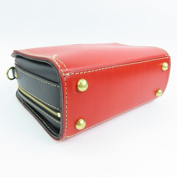 実際に弊社で買取させて頂いたHERZ/ヘルツ ラウンドファスナー 2way レザー ハンドバッグ/ショルダーバッグ レッド×ブラックの画像 2枚目