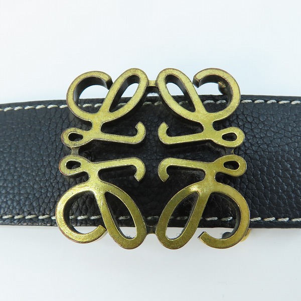 実際に弊社で買取させて頂いたLOEWE/ロエベ アナグラムロゴ レザーベルト 85/34の画像 4枚目