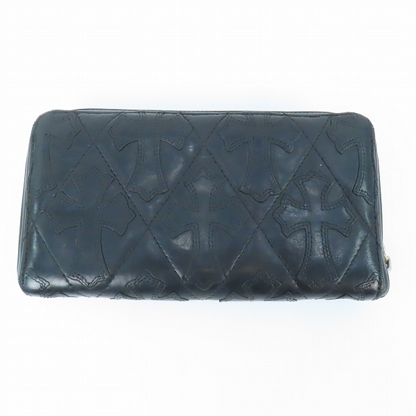 実際に弊社で買取させて頂いたCHROME HEARTS/クロムハーツ REC-F ZIP/ジップ キルテッドセメタリークロスパッチ ウォレット/長財布の画像 1枚目