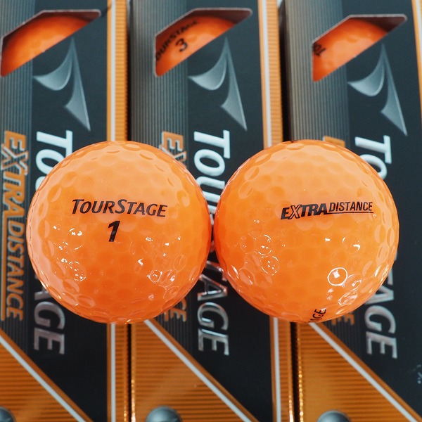 実際に弊社で買取させて頂いた【未使用】ブリヂストン TOURSTAGE/ツアーステージ EXTRA DISTANCE ゴルフボール ホワイト・オレンジ  計2ダース の画像 2枚目