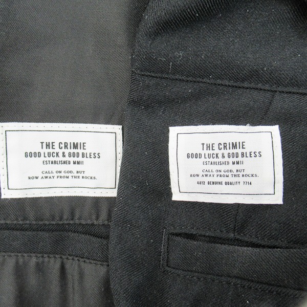 実際に弊社で買取させて頂いたTHE CRIMIE/クライミー DYLAN RELAX W SUIT ジャケット/パンツ セットアップ ブラック/Lの画像 3枚目